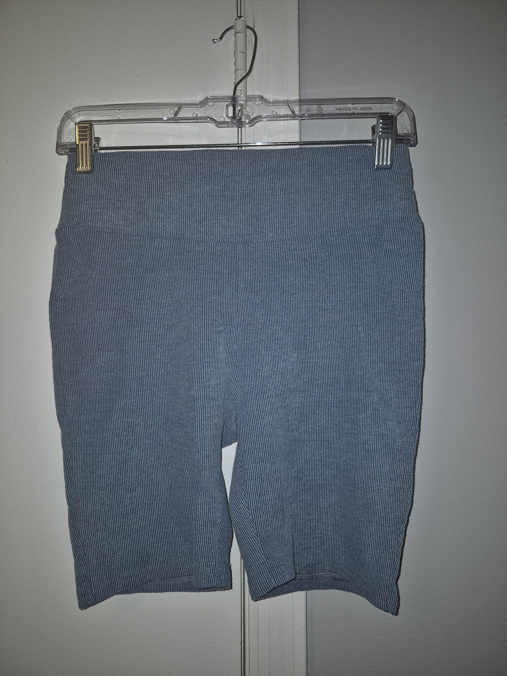 Petal Dew Ribbed High-Waist Bike Shorts in Dusty Blue Size Medium